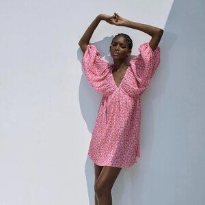 pink summer dress zara ZW COLLECTION PLEATED POPLIN DRESS - Pink